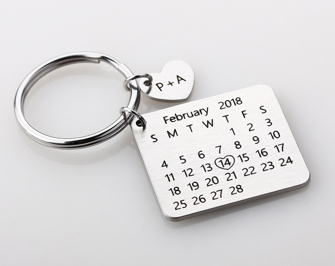 Personalized Calendar Keychain Hand Stamped Calendar Etsy Canada