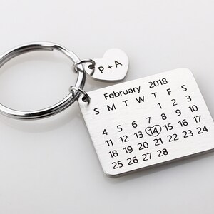 Personalized Calendar Keychain Hand Stamped Calendar Special Day Calendar Anniversary, Wedding, Brithday-Valentine's Day Gift image 3