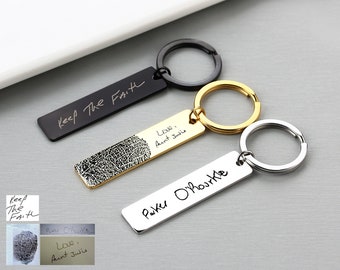 Actual Handwriting Keychain Custom Fingerprint Keychain for Women Personalized Mothers Day Gift Ideas Father Day Gift Christmas Gift for Dad