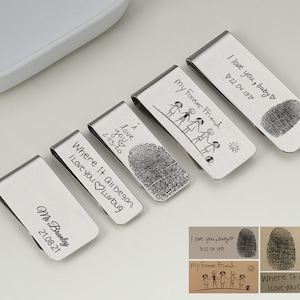 Prendedor de dinheiro com caligrafia real, prendedores de dinheiro com impressão digital para homens, presente para ele, presente para namorado, presentes exclusivos para o pai, presente para o marido