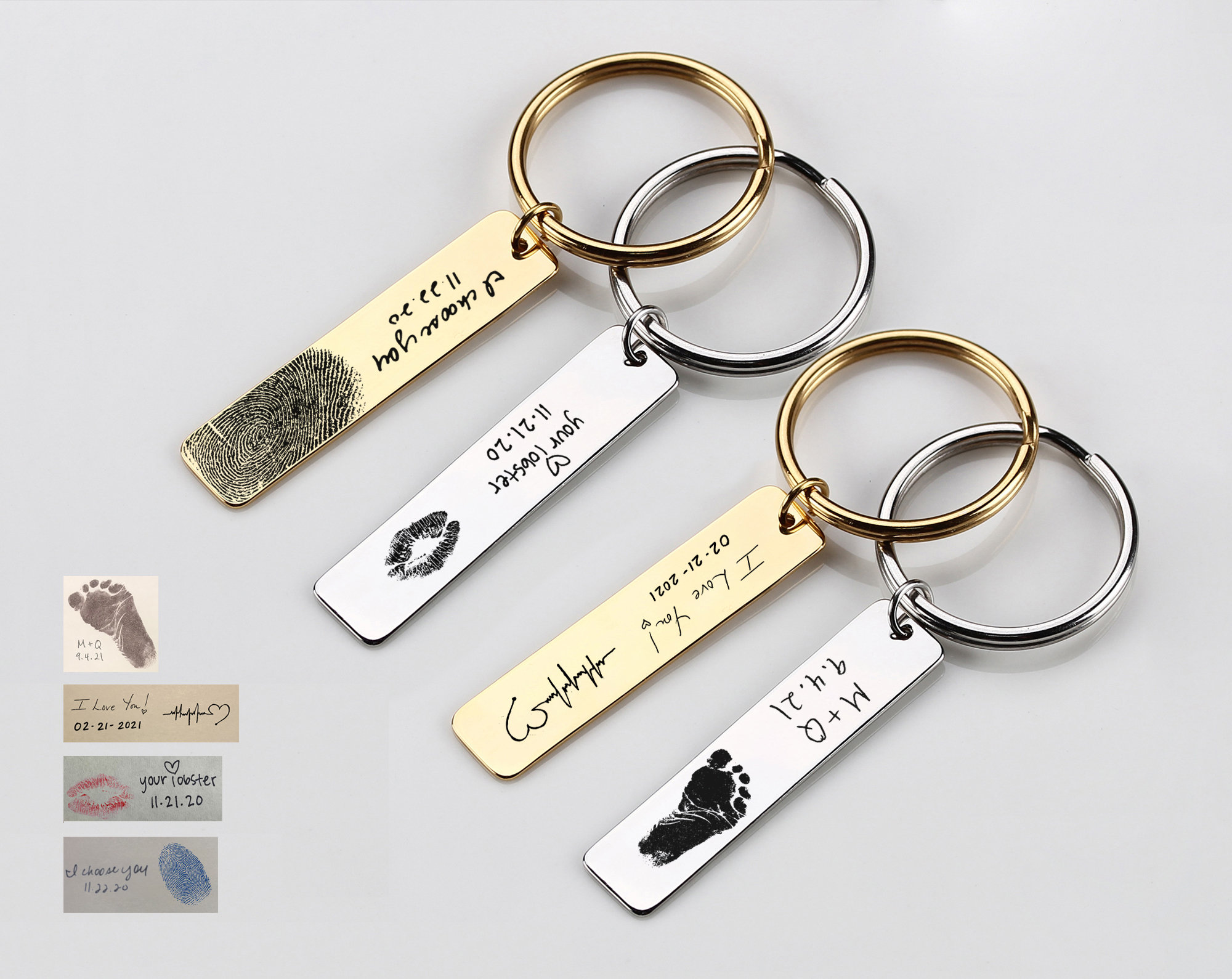 Handwriting Key Chain, Your Actual Fingerprint Handwriting Keychain ...