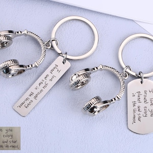 Personalized Actual Handwrting Headphone Keychain, Custom Music Fan keyring, Music Lover Gift, Anniversary Gift, Weeding Gift, Musician Gift