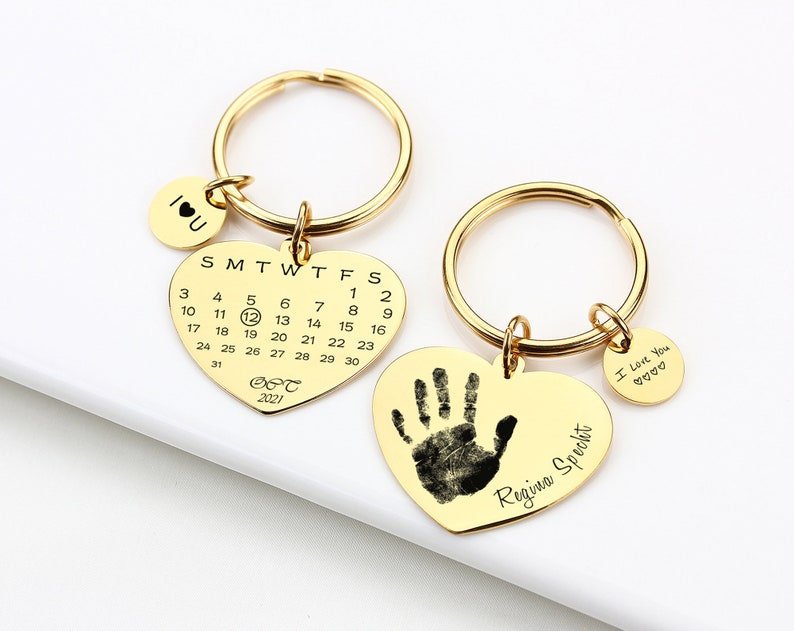 Custom Calendar Date Keychain Date Keyring Valentines Day Etsy