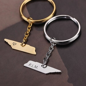 Tennessee State Keychain, Personalized Tennessee Pendant Kering, Best Friend Gift, Friendship Keychain, Going Away Gift, Graduation Gift