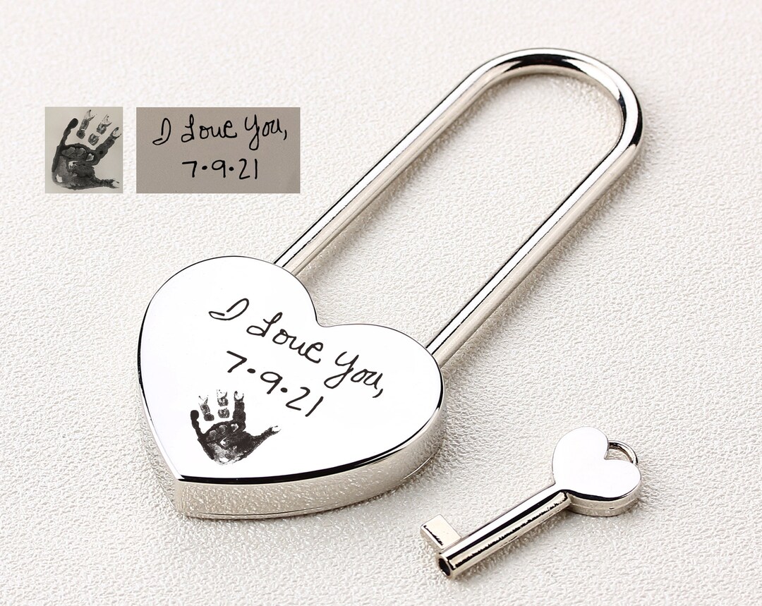 Personalized Love Lock, Lock for Love, Engraved Heart Padlock With Key