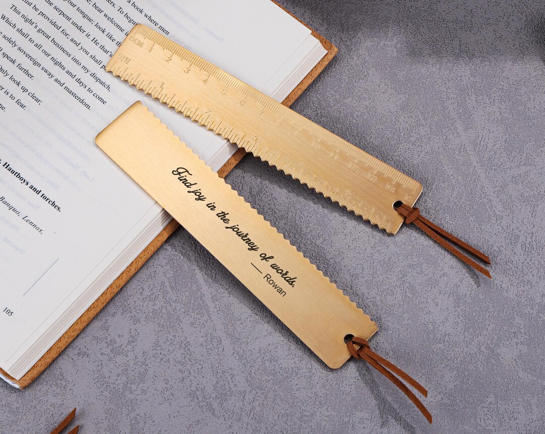 Personalized Actual Handwriting Bookmark, Gold Brass Straight Rulers ...