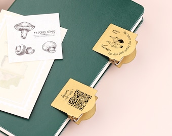 Brass Gold Clip Binder, Custom QR code Notebook Clip, Large File Binder, Personalized Voice Recording Gift of Loved One's Actual Voice