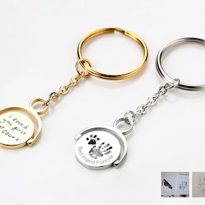 Actual Handwriting Keychain, Personalized Rotating Keychain, Fingerprint Handprint Memorial Giftn Custom Handwritten Keychain,Christmas Gift