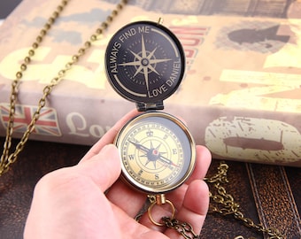 Personalized Brass Compass, Engraved Working Compass, Anniversary Gifts For Men, Fathers Day Gift For Dad, Christmas Gifts For Boyfriend