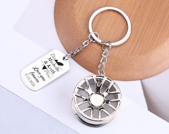 Personalized Wheel Car Keyring, Custom Name Wheel Rim Keychain, Auto Car Keyring Key Chain, Keychains Car Accessories, Gift for Him