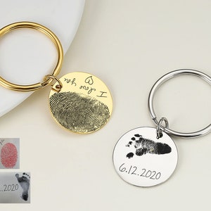 Portachiavi con impronta digitale reale, portachiavi con impronta digitale commemorativa, portachiavi personalizzato, regalo per San Valentino, portachiavi con regalo di anniversario