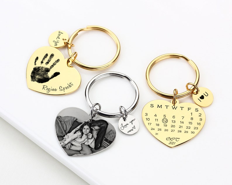 Custom Calendar Date Keychain Date Keyring Valentines Day Etsy