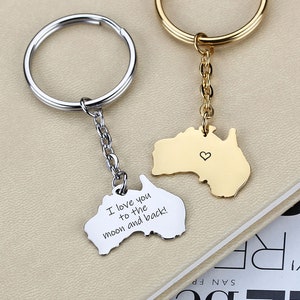 Australien Schlüsselanhänger, Fern Liebe Schlüsselanhänger, Beziehung Freundschaft Miss Home Karte personalisierte Jahrestag Geschenk Hochzeitsgeschenk