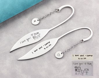 Actual handwriting bookmark, Childrens drawing bookmark, Real handwriting, In Memory, Remembrance, Handwriting Keepsake, Mother’s Day Gift