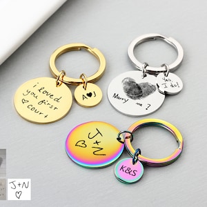 Portachiavi scritto a mano vero, portachiavi personalizzato, portachiavi con firma, portachiavi scritto a mano con impronta digitale personalizzata, regalo di Natale