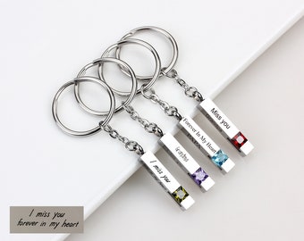 Llavero con forma de urna funeraria para cenizas, llavero conmemorativo personalizado con grabado de piedra natal para cenizas humanas o de mascotas (perros o humanos), regalo por la pérdida de un perro.