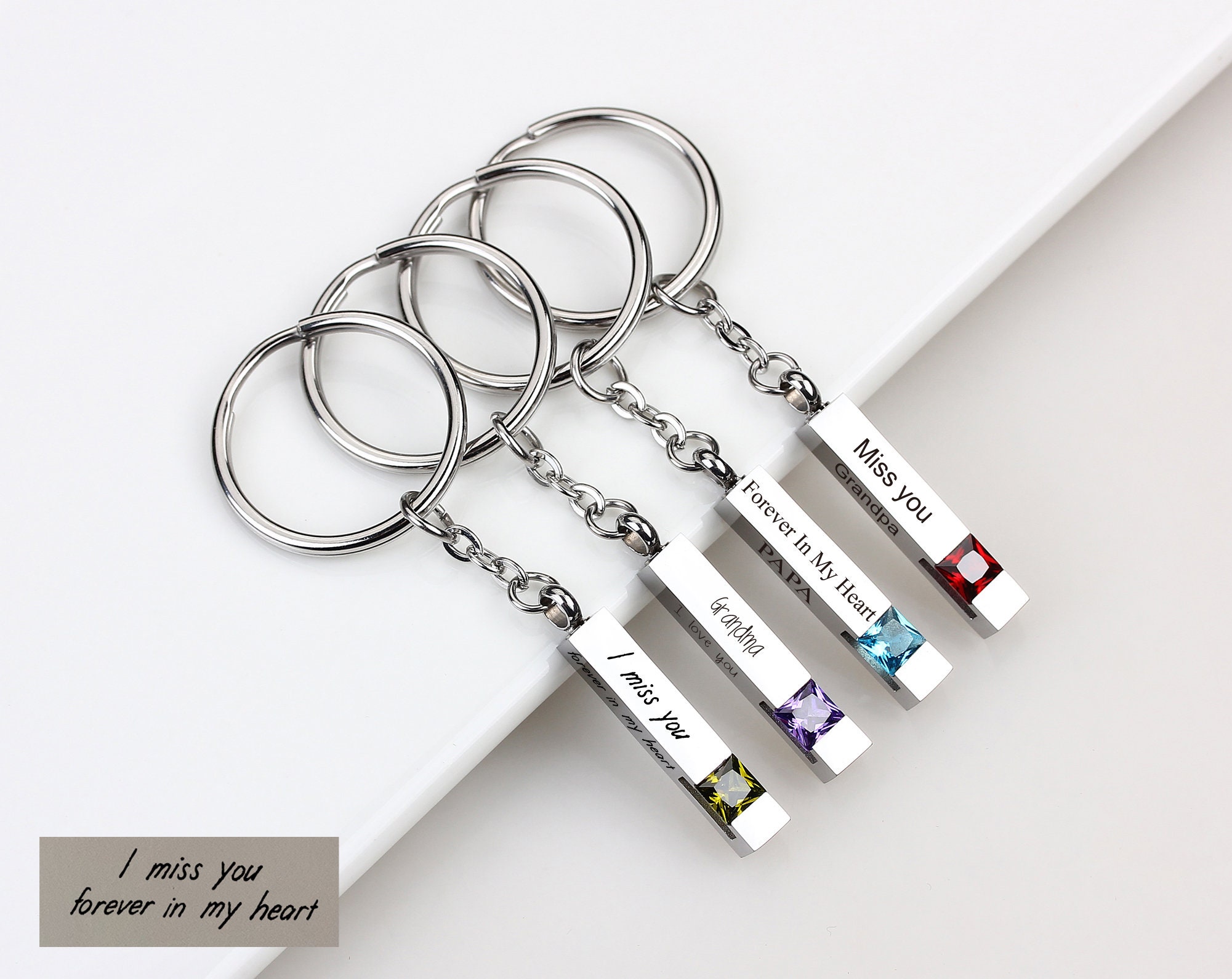 Cremation Urn Bar Keychain for Ashes, Custom Birthstone Memorial ...