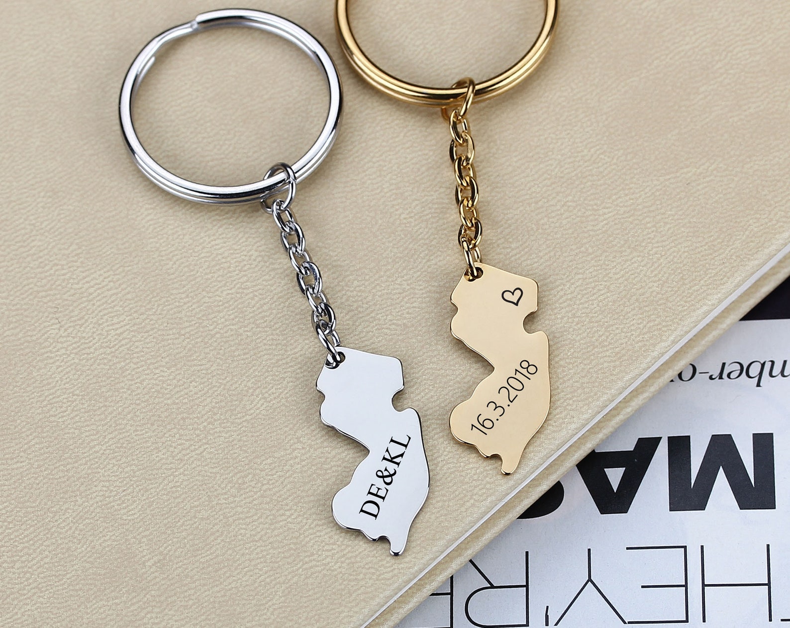 New Jersey Keychain State Charm New Jersey Pendant Nj Etsy