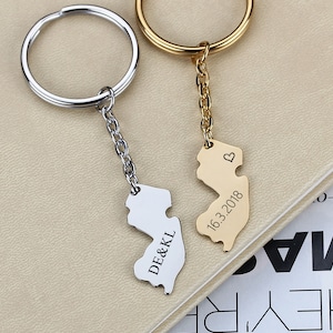 New Jersey Keychain State Charm,  New Jersey Pendant, Nj Jewelry, Graduation Gift, Bridesmaids Gifts Nj Silhouette, Going Away Gift