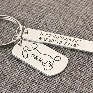 Compass Keychain Latitude Longitude Keychain GPS Coordinate Keychain Personalized Bar Keychain I Love You The Most Dad Gift image 2