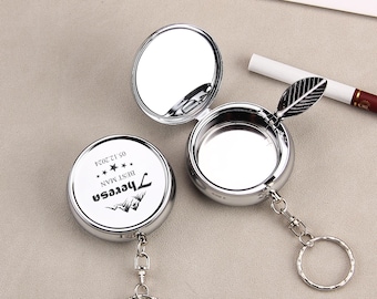 Personalized Metal Keychain Mini Ashtray, Custom Engraved Outdoor Accessory, Boyfriend Gift, Birthday Gift,Groomsmen Gift
