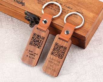 Porte-clés code QR personnalisé, porte-clés code QR gravé, porte-clé gravé au laser, site Web, musique, vidéo sur un porte-clés, coordonnées du porte-clé