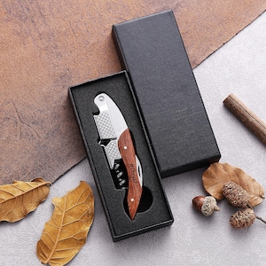 Personalized Wine Opener, Waiter’s Corkscrew, Engraved Wood Wine Bottle Opener, Wine Key, Wedding Favor, Groomsmen Gift, Birthday Gift Men
