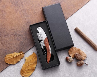 Personalized Wine Opener, Waiter’s Corkscrew, Engraved Wood Wine Bottle Opener, Wine Key, Wedding Favor, Groomsmen Gift, Birthday Gift Men