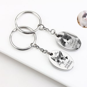 Personalized Cremation Urn Keychain for Ashes, Custom Pet Portrait Keyring, Memorial Engraving Key Chain Jewelry for Human or Dog Pets Ashes