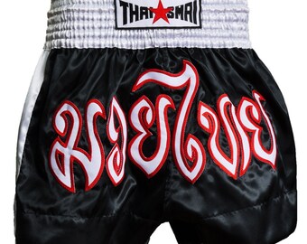 THAISMAI Shorts Men Women Kid Muay Thai Boxing MMA Fight Training Fitness Satin Trunks Sportwear Workout Gym Gift Drawstring Elastic Waist