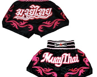 THAISMAI Shorts Muay Thai Boxen für Männer Frauen Kinder MMA Kampftraining Fitness Sportwear Kurze Satin Badehose Kordelzug Elastische Taille Geschenk