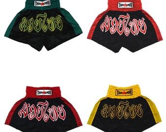 THAISMAI Muay Thai Shorts Men Women Kick Boxing Sportwear MMA Combat Lightweight Fitness Gym Martial Arts Nylon Black Classic Trunks Gift