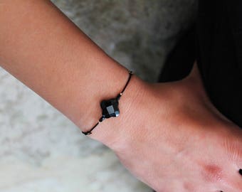 Adjustable bracelet black clover agate