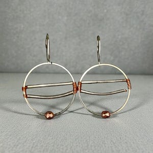 Earrings that match everything!Silver,copper,bronze hoop earrings,REDUCED Ship ,LIGHTWEIGHT, Sterling Hook