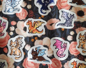 Dragon-Cat Stickers - Individual or Set