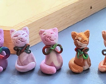 Polymer Clay Miniature AutistiCat Figurine – Autistic Pride - Cat Sculpture