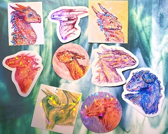 Holographic Dragon Stickers - Colored Pencil Dragons Series