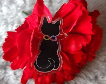 Autisticat Acrylic Pins - Autistic Pride Cat Art