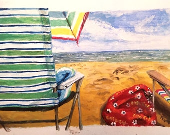 Beach Watercolor Fine Art Print – Summer Seascape Artwork (8x10)
