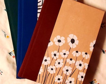 Hand-bound 5x7" Sketchbooks - Neutral Floral Theme - 80lb paper - 78 pages