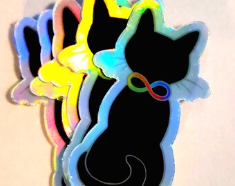 Rainbow Holographic Autisticat Stickers