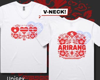 V-Neck Kpop Concert T-Shirt, Retro Korean Cotton Tee, South Korea