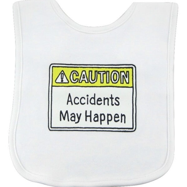 Caution Baby Bib - Caution Accidents May Happen Bib - Funny Baby Bib - Warning Label Bib - Infant Warning Label - Accidents May Happen