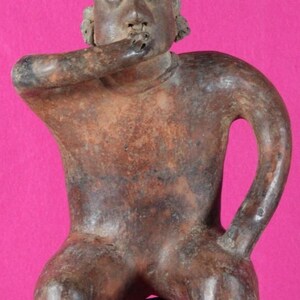 Authentic Pre Columbian Artifact Seated Man Nayarit Mexico Arte Primitivo T101