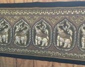 Sequins Embroidered Kalaga Tapestry Beads 6 Elephants Wall Hanging Thai Burmese 61 quot x23 quot