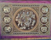 Sequins Embroidered Kalaga Tapestry Beads Elephants Sacred Royal Angels Wall Hanging Thai Burmese 53 quot X37 quot