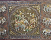 Sequins Embroidered Kalaga Tapestry Beads Elephants Sacred Royal Angels Wall Hanging Thai Burmese 53 quot X35 quot