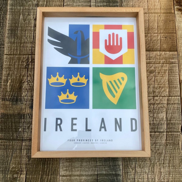 Ireland Print- Four Provinces of Ireland Flag. Irish Art. Ulster, Munster, Connacht & Leinster