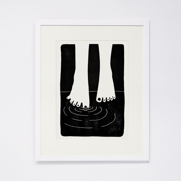 FEET, Linocut Print