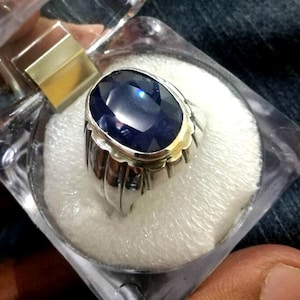 Natural 11 Ct Big Kashmir Sapphire Great Blue Color Deep Blue Ink in Sterling Silver